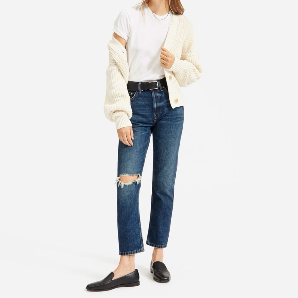 Everlane The Cheeky Distressed Crop Jeans in Blue Size 28